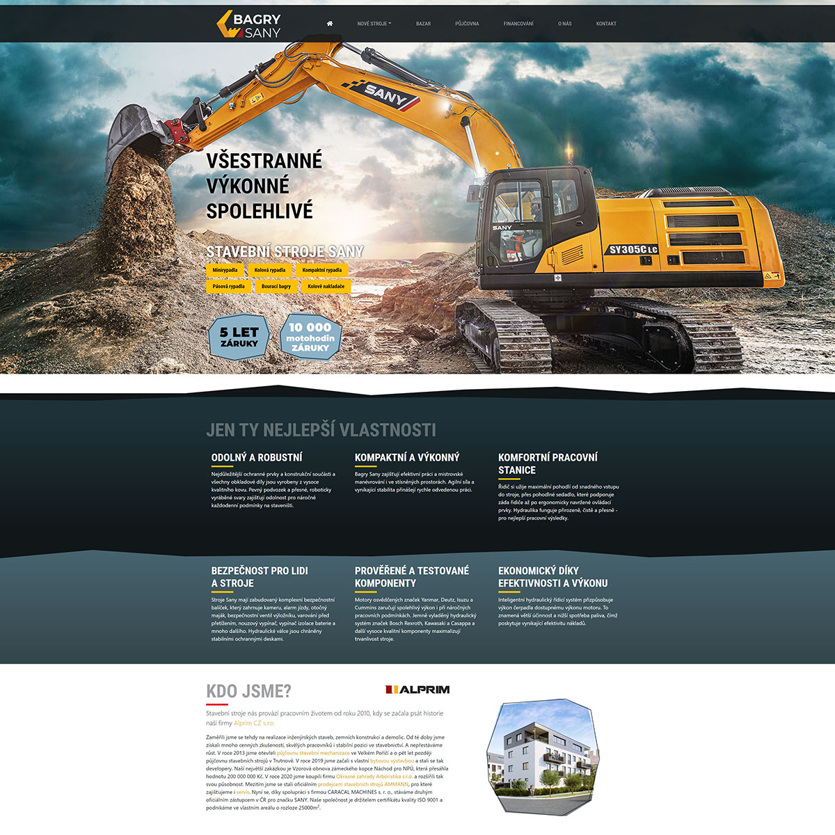 Web pro prodejce stavebních strojů