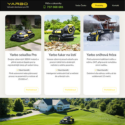 Tvorba e-shopu pro výhradního distributora sekaček Yarbo